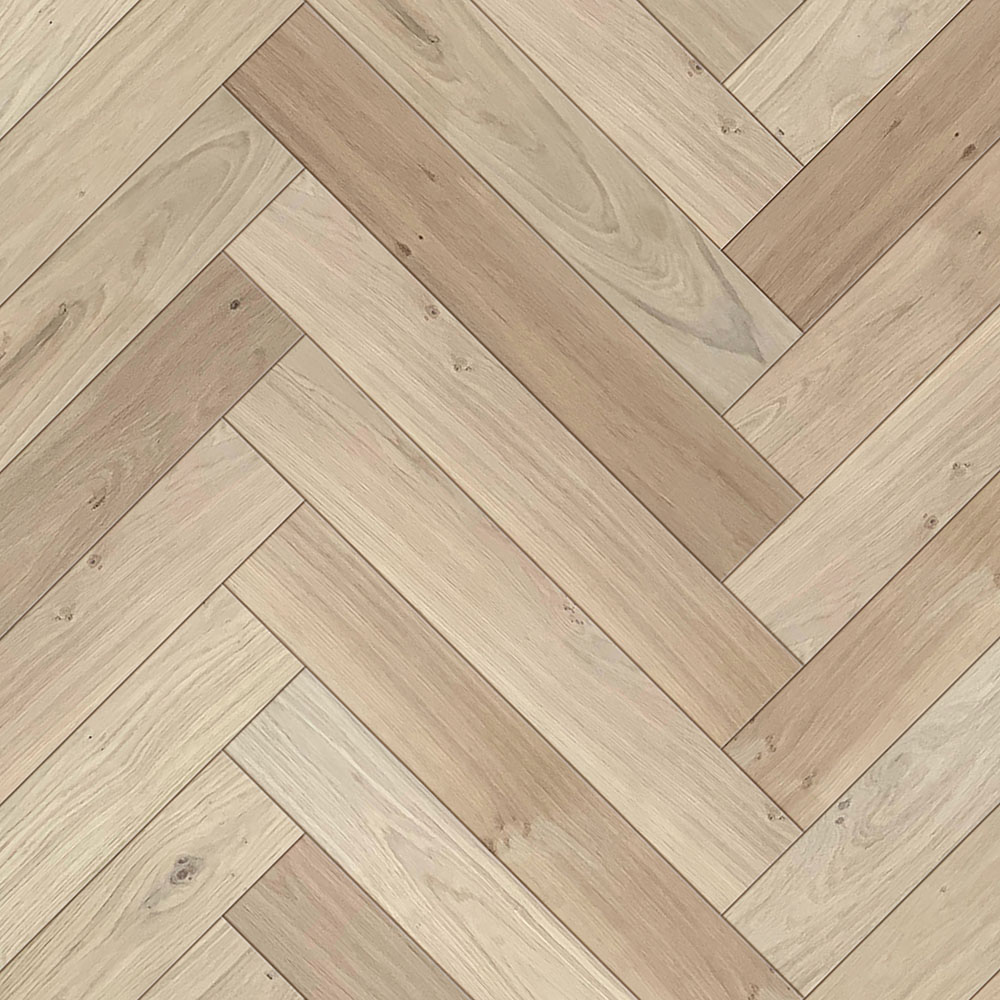 Unfinished herringbone plank wood floor - 600mm lengths